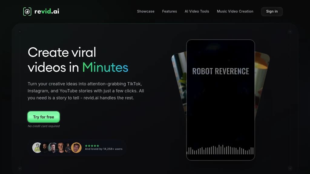 Screenshot of Revid AI website