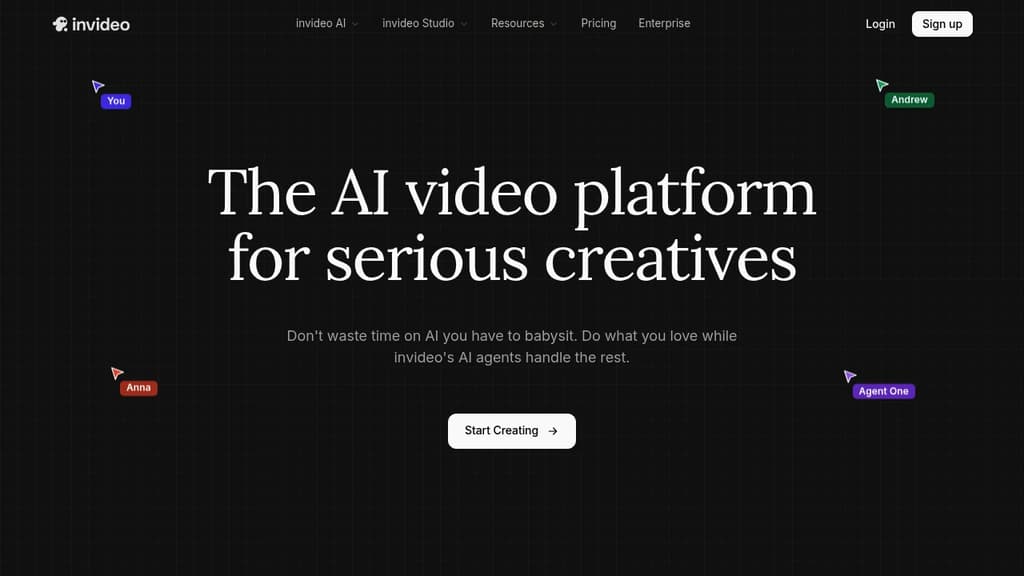 Screenshot of InVideo AI website