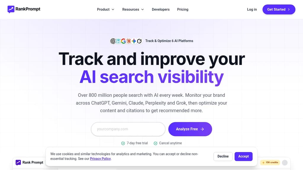 Screenshot of Rank Prompt website