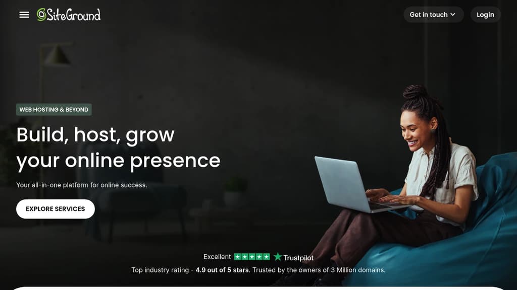 Screenshot of SiteGround website