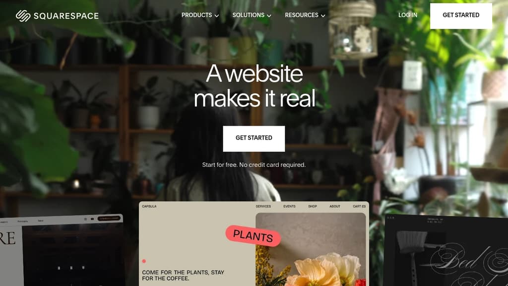 Screenshot of Squarespace website