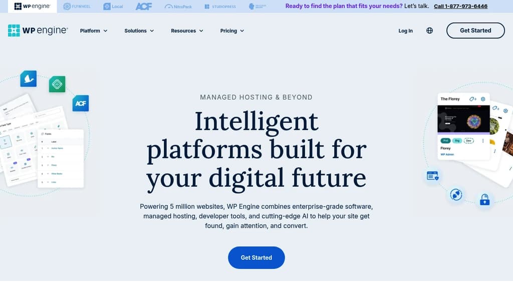 Screenshot of WP Engine website