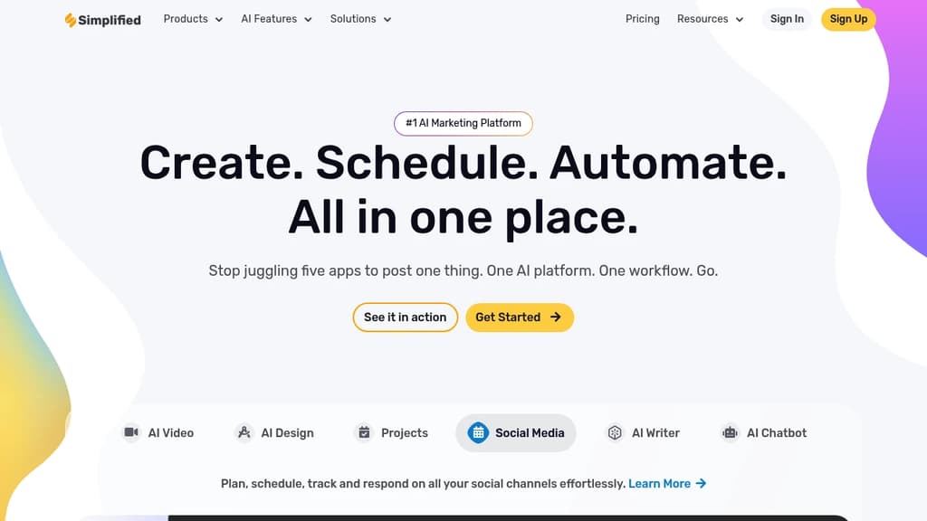 Screenshot of Simplified website