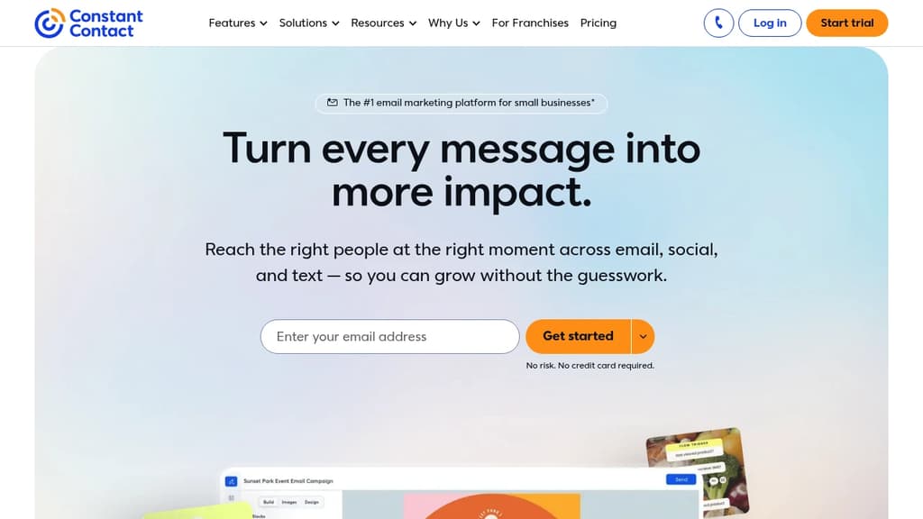 Screenshot of Constant Contact website
