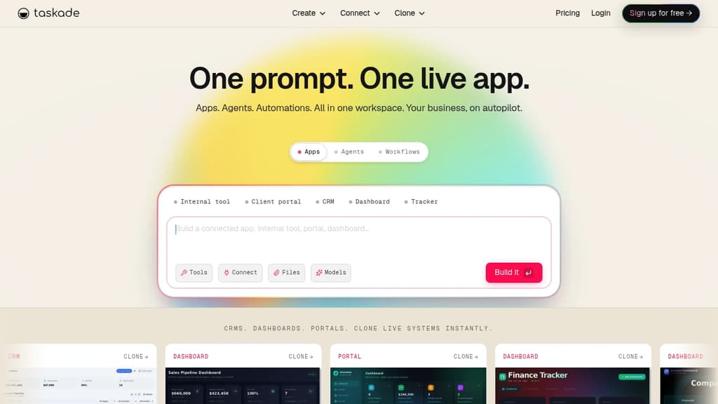 Screenshot of Taskade website