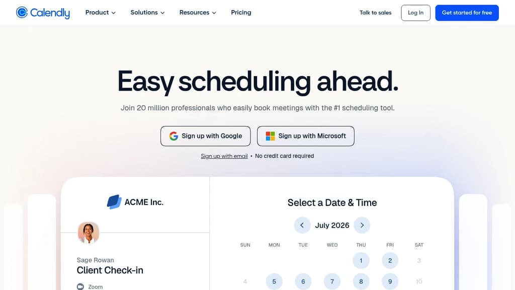 Screenshot of Calendly website