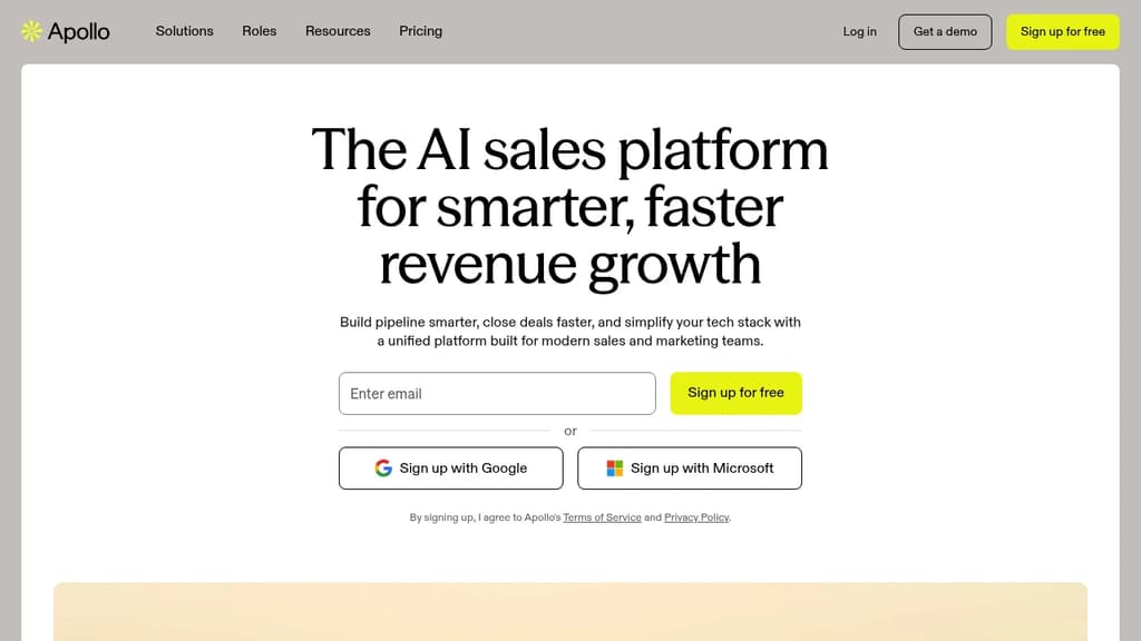 Screenshot of Apollo.io website