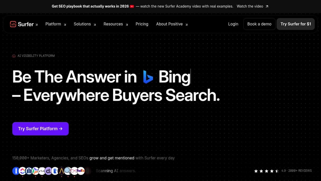 Screenshot of Surfer SEO website