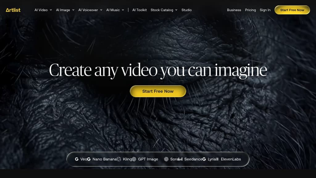 Screenshot of Artlist website